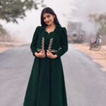 Green Velvet Maggam Frock