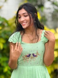 Pista Green Chanderi Frock