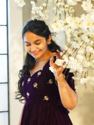 Butterfly Velvet Maggam Frock - Image 2