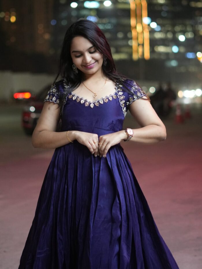 Blue Maggam Frock - Image 2