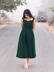 Green Velvet Maggam Frock - Image 3