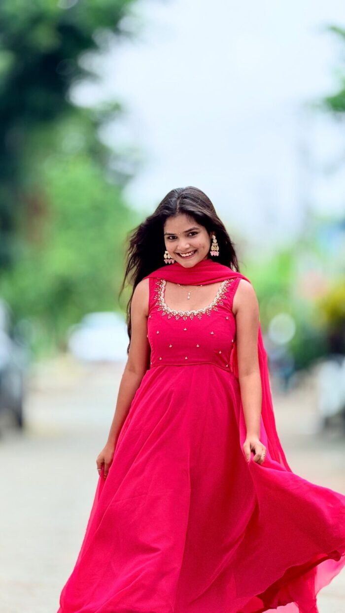 Pink Maggam Anarkali - Image 2