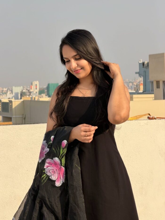 Black Floral Painted Frock - Image 2