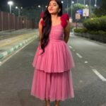 Peach Netted Layered Frock