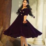 Butterfly Velvet Maggam Frock