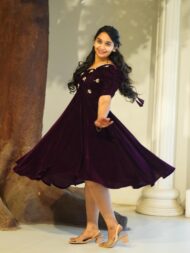 Butterfly Velvet Maggam Frock