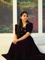 Butterfly Velvet Maggam Frock - Image 4