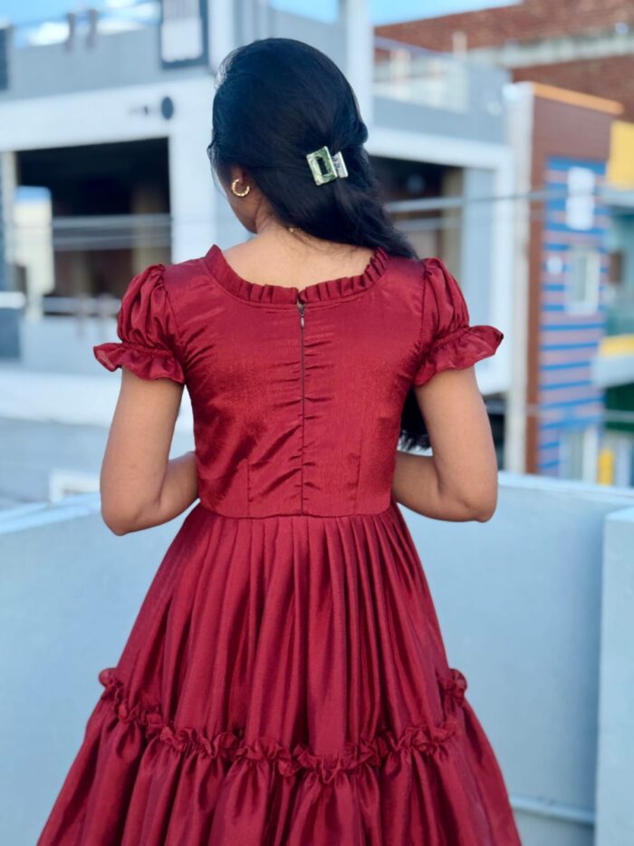 Maroon Maggam Frock - Image 3