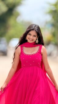 Pink Maggam Anarkali