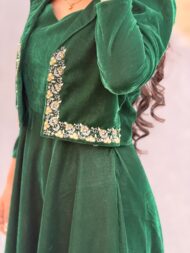 Green Velvet Maggam Frock - Image 2
