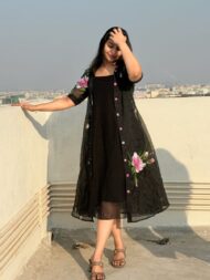 Black Floral Painted Frock