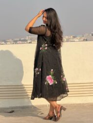 Black Floral Painted Frock - Image 4