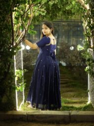 Blue mercerised cotton frock - Image 2