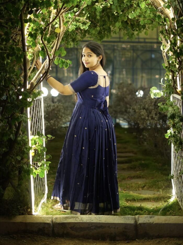Blue mercerised cotton frock - Image 2