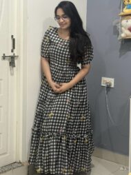 Black and white checks Mulcotton cotton - Image 3
