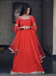 Red Rawsilk Lehanga