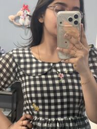 Black and white checks Mulcotton cotton