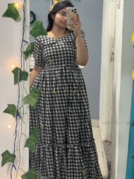 Black and white checks Mulcotton cotton - Image 2