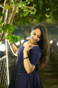 Blue mercerised cotton frock - Image 3