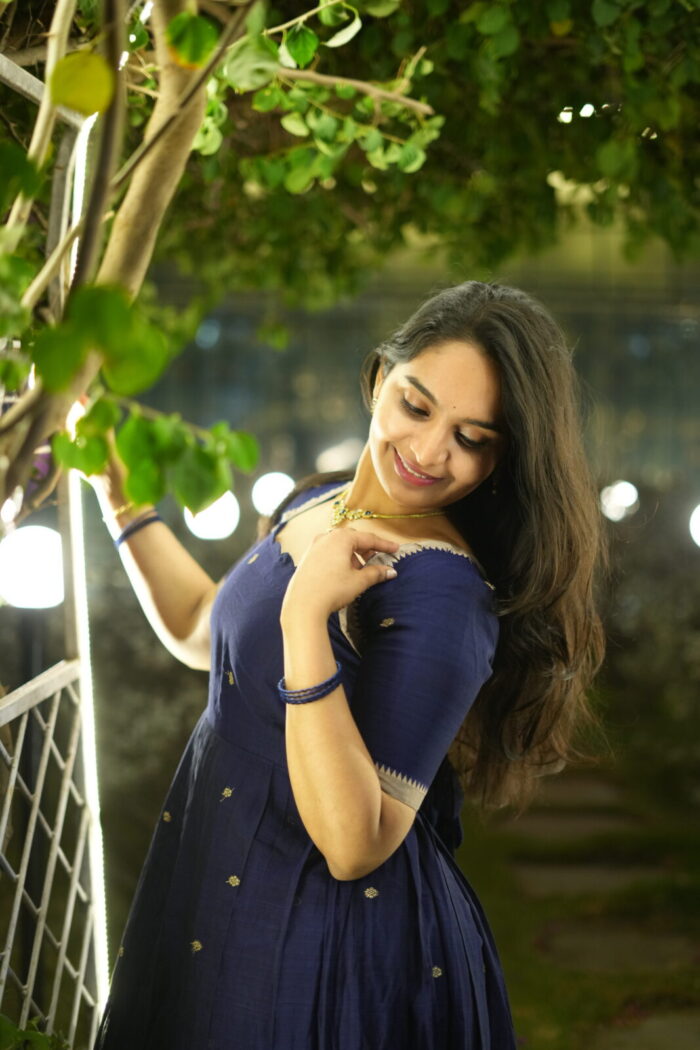 Blue mercerised cotton frock - Image 3