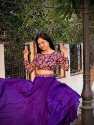Purple Floral Croptop Set - Image 3