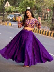 Purple Floral Croptop Set