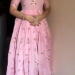 Pink Mul Chanderi Embroidery Frock