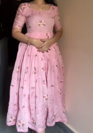 Pink Mul Chanderi Embroidery Frock