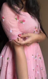 Pink Mul Chanderi Embroidery Frock - Image 4