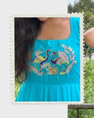Sky Blue Mul Cotton Frock