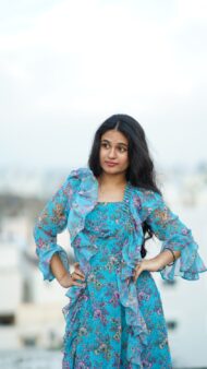 Blue Floral Frock - Image 2
