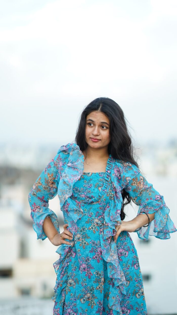 Blue Floral Frock - Image 2