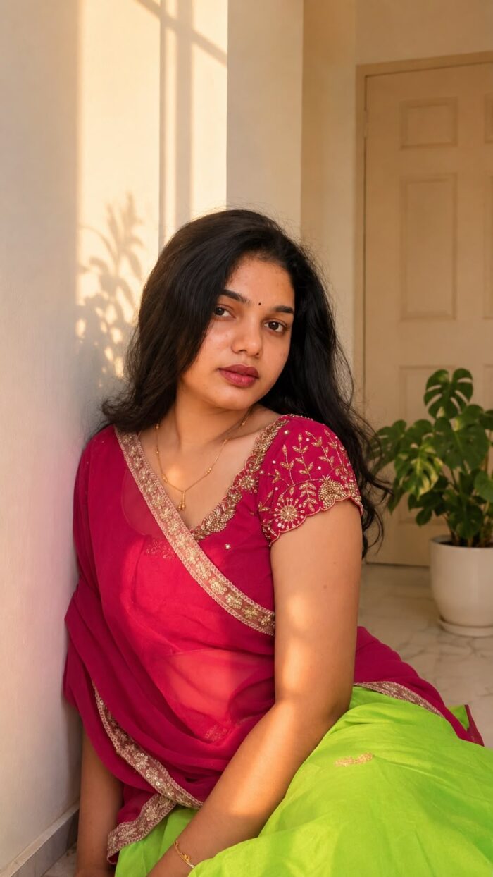 Green Maggam Halfsaree - Image 4