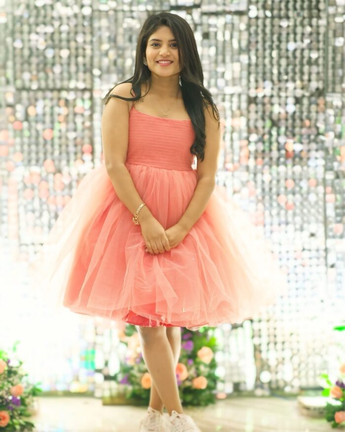 Peach Netted Frock - Image 2